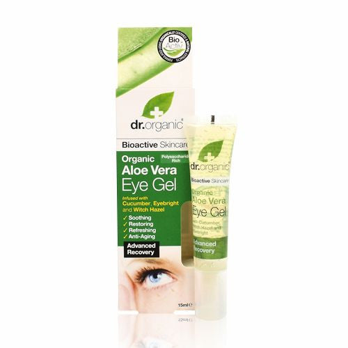 Organic Aloe Vera Eye Gel Infused with Cucumber, Eyebright and Witch Hazel 15ml